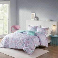 Outlet π Mi Zone Daphne Metallic Printed Reversible Comforter Set Aqua π