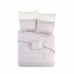 Hot Sale 🎉 Ruched Stripe Comforter Set - Jessica Simpson Light Purple ✔️