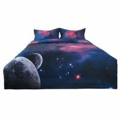 Cheapest βοΈ Full/Queen Polyester Galaxies All-season 3D Space Themed with 2 Pillowcases Bedding Sets - PiccoCasa π