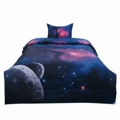 Budget 🤩 2 Pcs Polyester Twin Galaxies All-season Reversible Bedding Sets Galaxies Fuchsia - PiccoCasa ❤️