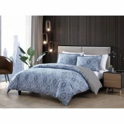 Coupon ⌛ Milan Reversible Comforter Set - City Scene Blue 💯