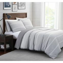 Buy 🛒 Niari Yarn Dye Stripe Comforter Set - Brooklyn Loom Gray ⭐ -Bedding Sets & Collections Sales Shop unnamed file 5734