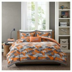 Flash Sale ✔️ Mi Zone Jacob Camo Print Comforter Set - Orange 🛒