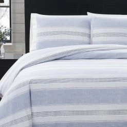 Best deal ❤️ Stripe Flannel Comforter Set Blue/White - London Fog ✨