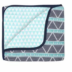 Best deal 🌟 Bacati - Boys Triangles Aqua Navy 10 pc Crib Bedding Set with 4 Swaddling Blankets 😀