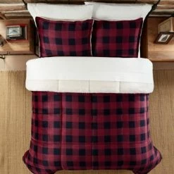 Discount 👏 Cozy Plush Buffalo Plaid Comforter Set - Serta Black 👏