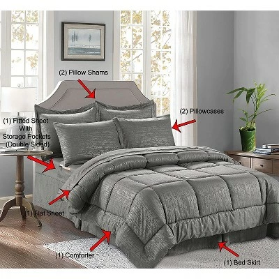 Budget 🧨 Elegant Comfort Luxury Softest, Coziest 8-PIECE Bed-in-a-Bag Bamboo Pattern Comforter Set - Silky Soft Complete Set Includes Bed Sheet Set with Double Sided Storage Pockets ✨ 3 Budget 🧨 Elegant Comfort Luxury Softest, Coziest 8-PIECE Bed-in-a-Bag Bamboo Pattern Comforter Set - Silky Soft Complete Set Includes Bed Sheet Set with Double Sided Storage Pockets ✨ - Image 3