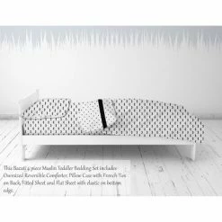 Brand new 😍 Bacati - Mustache/Plus Muslin 4 pc Toddler Bedding Set, Black 🎁 -Bedding Sets & Collections Sales Shop unnamed file 6891