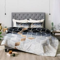 Wholesale 🌟 Elisabeth Fredriksson Soft Gradient Cubes Comforter Set Blue - Deny Designs Blue/geometric 🎁