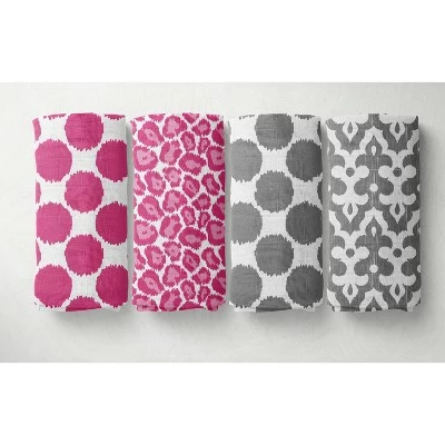 Cheapest ✔️ Bacati - Ikat Dots Leopard Pink Grey Girls 10 pc Crib Set with 2 Crib Fitted Sheets 4 Muslin Swaddling Blankets ✔️ 4 Cheapest ✔️ Bacati - Ikat Dots Leopard Pink Grey Girls 10 pc Crib Set with 2 Crib Fitted Sheets 4 Muslin Swaddling Blankets ✔️ - Image 4