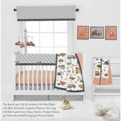 Best deal ❤️ Bacati - Construction Yellow Orange Blue Gray 10 pc Crib Bedding Set with Long Rail Guard Cover ❤️