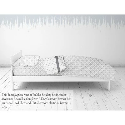 Brand new ✔️ Bacati - Love/Hearts Muslin 4 pc Toddler Bedding Set, Gray 👍 2 Brand new ✔️ Bacati - Love/Hearts Muslin 4 pc Toddler Bedding Set, Gray 👍 - Image 2