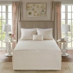 Discount ✨ Madison Park Miller Tailored Bedspread Set 4pc Khaki 😍
