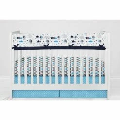 Best Pirce 👍 Bacati - Woodlands Aqua/Navy/Grey 10 pc Crib Bedding Set with Long Rail Guard Cover 🔥 -Bedding Sets & Collections Sales Shop unnamed file 8235