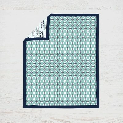 Promo 👍 Bacati - Noah Mint Navy 3 pc Crib Bedding Set ❤️ 1 Promo 👍 Bacati - Noah Mint Navy 3 pc Crib Bedding Set ❤️