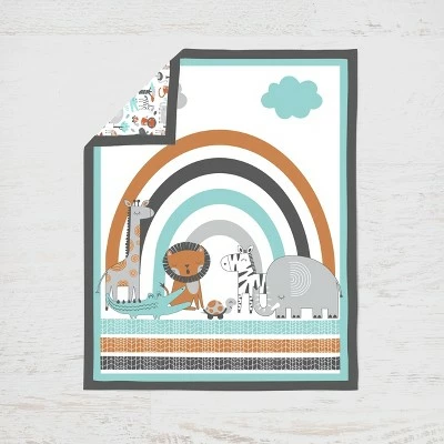 Promo 🌟 Bacati - Jungle Safari Aqua Orange Gray 3 pc Crib Bedding Set 🤩 3 Promo 🌟 Bacati - Jungle Safari Aqua Orange Gray 3 pc Crib Bedding Set 🤩 - Image 3