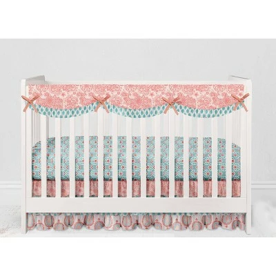 Cheapest 🎉 Bacati - Paisley Sophia Coral Aqua 6 pc Crib Bedding Set with Long Rail Guard Cover 🤩 5 Cheapest 🎉 Bacati - Paisley Sophia Coral Aqua 6 pc Crib Bedding Set with Long Rail Guard Cover 🤩 - Image 5
