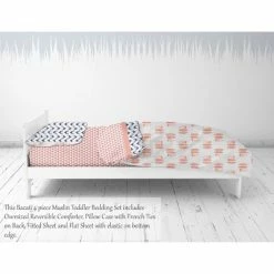 Cheapest ⭐ Bacati - Olivia Coral/Navy Buck/Feathers/Triangles Muslin 4 pc Toddler Bedding Set 🎉 -Bedding Sets & Collections Sales Shop unnamed file 8379