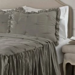 Best reviews of ⭐ Lush Decor Lush Décor Ravello Pintuck Ruffle Skirt Bedspread & Sham Set Light Gray 🔥
