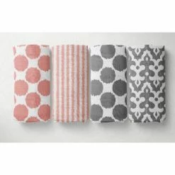 Best deal 🤩 Bacati - Ikat Dots Stripes Coral Grey Girls 6 pc Crib Set with 4 Muslin Swaddle Blankets 🛒 -Bedding Sets & Collections Sales Shop unnamed file 8384