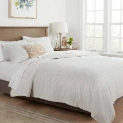 Promo 🧨 Space Dyed Cotton Linen Duvet & Sham Set - Threshold™ Olive Green ✔️