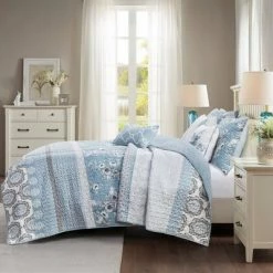 Deals ⌛ Madison Park Loraine Cotton Printed Coverlet Set Blue 🧨 -Bedding Sets & Collections Sales Shop unnamed file 8513