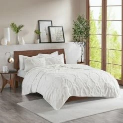 Best Sale 😀 Madison Park 3pc Leena Cotton Chenille Geometric Coverlet Set White 🌟