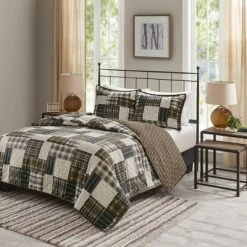 Wholesale 🔥 Madison Park Hilltop Reversible Coverlet Set Green/navy ❤️