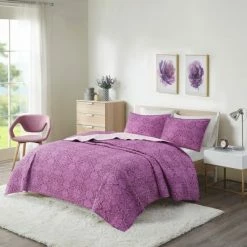 Cheapest 🎁 Intelligent Design Full/Queen Lena Printed Reversible Cotton Coverlet Set - Purple 🛒 -Bedding Sets & Collections Sales Shop unnamed file 8777