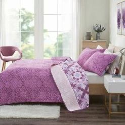 Cheapest 🎁 Intelligent Design Full/Queen Lena Printed Reversible Cotton Coverlet Set - Purple 🛒 -Bedding Sets & Collections Sales Shop unnamed file 8779
