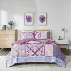 Cheapest 🎁 Intelligent Design Full/Queen Lena Printed Reversible Cotton Coverlet Set - Purple 🛒 -Bedding Sets & Collections Sales Shop unnamed file 8780