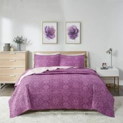 Cheapest 🎁 Intelligent Design Full/Queen Lena Printed Reversible Cotton Coverlet Set - Purple 🛒 -Bedding Sets & Collections Sales Shop unnamed file 8781