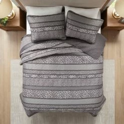 Best Sale 🔔 Madison Park Ira 3pc Reversible Jacquard Coverlet Set Gray ⭐