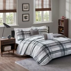Deals 🧨 Intelligent Design Slate Plaid Coverlet Set Black 💯