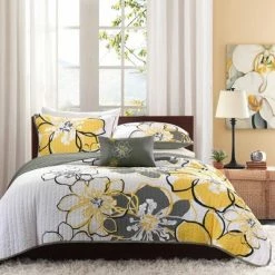 Outlet 💯 Mi Zone Kelly Coverlet Set Yellow/gray 🔔