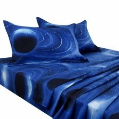 Best Pirce 😍 4 Pcs Polyester Galaxy Soft with Pillowcases Bedding Sets Blue - PiccoCasa ✔️