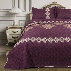 Buy 🎉 3 Pieces Floral Pattern Polyester soft Bedspread Sets Coverlet Bed Sets - PiccoCasa 🎁 -Bedding Sets & Collections Sales Shop unnamed file 918