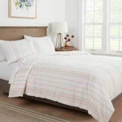 Discount 🔥 Warm Stripe Family-Friendly Duvet & Sham Set - Threshold™ ❤️
