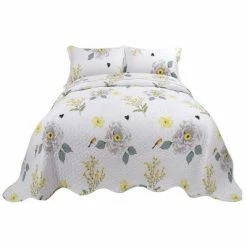Top 10 ✨ 3 Pieces Polyester Floral Coverlet Soft Quilt Bedspread Sets - PiccoCasa 🔥