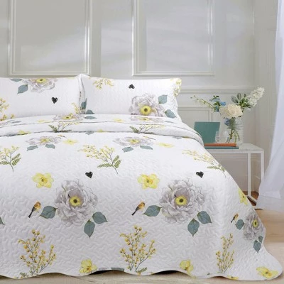 Top 10 β¨ 3 Pieces Polyester Floral Coverlet Soft Quilt Bedspread Sets - PiccoCasa π₯ 2 Top 10 β¨ 3 Pieces Polyester Floral Coverlet Soft Quilt Bedspread Sets - PiccoCasa π₯ - Image 2