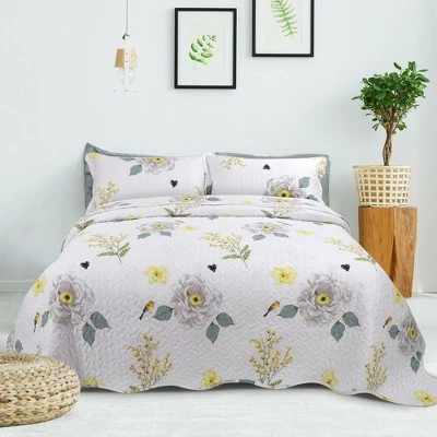 Top 10 β¨ 3 Pieces Polyester Floral Coverlet Soft Quilt Bedspread Sets - PiccoCasa π₯ 3 Top 10 β¨ 3 Pieces Polyester Floral Coverlet Soft Quilt Bedspread Sets - PiccoCasa π₯ - Image 3