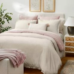 Best Sale ❤️ Threshold Designed W/Studio McGee Raw Edge Hemstitch Cotton Slub Duvet & Sham Set - Threshold™ designed with Studio McGee Light Beige ⭐