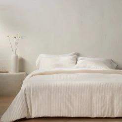 Coupon 🎉 Heavyweight Linen Blend Stripe Duvet & Pillow Sham Set - Casaluna™ Natural 😀