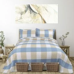 Best deal ✔️ 3 Pieces Plaid Polyester Lightweight Soft Coverlet Bedspread Set - PiccoCasa ⭐ -Bedding Sets & Collections Sales Shop unnamed file 939
