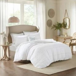 Cheap ⭐ Madison Park 4pc Alexis Ruffle 2-in-1 Duvet Cover Set White 🎉