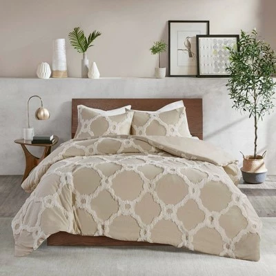 Outlet π₯ Madison Park 3pc Leena Cotton Geometric Duvet Cover Set Taupe π 2 Outlet π₯ Madison Park 3pc Leena Cotton Geometric Duvet Cover Set Taupe π - Image 2