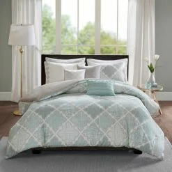Best reviews of π Madison Park Sidnee Cotton Sateen Duvet Cover Set 8pc Aqua π§¨