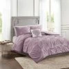 Deals 😀 Madison Park King/California King 4pc Alicia Embroidered Cotton Reversible Duvet Cover Set Lavender ✨