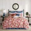 New 👍 Madison Park 9pc Rose Cotton Twill Duvet Cover Set Red 🎁