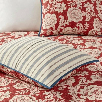 New π Madison Park 9pc Rose Cotton Twill Duvet Cover Set Red π 5 New π Madison Park 9pc Rose Cotton Twill Duvet Cover Set Red π - Image 5